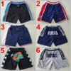 Team Basketball Shorts Just Don Wear Sport Pant With Pocket Zipper Sweatpants Hip Pop Blue White Black Purple Man Stitched Size S-XXXL