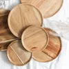Ensemble de vaisselle en bois massif 15.2cm assiette en bois massif plats de fruits soucoupe plateau à thé Dessert assiette à dîner forme ronde ensemble de vaisselle