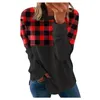 2021 Vår Höst Kvinnor Patchwork Plaid Tops T-shirt Långärmad Rund halsor Mode Loose Blouse Toppar Sport Hem Kläder GG11401