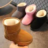 Зимняя детская мода снежные ботинки густые детские хлопковые обувь теплые плюшевые мягкие дно девочки короткие ботинки для сапог детские малышки260Z