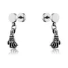 Ghoul Hand Ear Barbell Piercing Biżuteria Korea Styl Titanium Steel Dangle Kolczyki Srebrny Kolor Ear Stud Prezenty dla mężczyzn