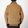 冬のCorduroy Lambウールのジャケットメンズジャケットコートカジュアル厚さ中年のメンズジャケットプラスソフトベルベットジッパーオーバーコート201105