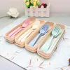 Exquisite Health Environmental Wheat Platycodon Straw Cutlery Set Portable Camping Tablewarel Spoon Fork Chopsticks Custom Logo