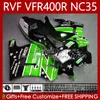 Kit de carénages pour HONDA NC35 V4 VFR400 R RVF400R 1994 1995 1996 1997 1998 80No.159 RVF VFR 400 RVF400 R 400RR VFR 400R VFR400RR 94-98 VFR400R Vert noir 94 95 96 97 9 8 Corps