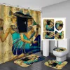 Ancient Egyptian Women Shower Curtain Polyester Fabric 4 Piece Bathroom DIY Decor Retro Design Carpet Cover Toilet Mat T200711