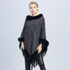 C5330 New Autumn Winter Women's Outwear Ponchos Faux Fur Collar Cloak Tassels Leopard Poncho