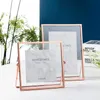 Vintage Rose Gold Antique Silver Metal Floating Desk Photo Frame for Picture Poster Arts Leaves Feathers Flower 4x4 4x6 5x7 inch
