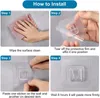 Double-Sided Adhesive Wall Hooks Heavy Duty Self-Adhesive Hooks, Multi-Purpose Transparent Adhesive Hooks for Bathroom and Kitchen