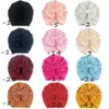 Casquettes Chapeaux 30 Pcs / Lot Solide Seersucker Bébé Chapeau Gaufre Tissu Grand Arc Bonnets Topknot Turban Bonnet Solides Chapeaux Pour 0-5T Kids1