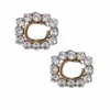 Brincos de strass brilhantes Studs com letras duplas Feminino Brincos de charme de marca Girl Studs Jóias Brincos de diamante Studs de cristal