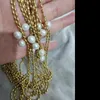 Med 18K Gold Peels Chian Real Pearl Choker Halsband Designer T Show Runway Gown Rare Ins Japan Korean Boho Top 2202122439846