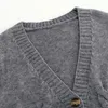 SURMIITRO Cardigan corto lavorato a maglia coreano Donna Autunno Inverno Cardigan a maniche lunghe Cappotto maglione femminile Cachi Nero Maglieria 201203