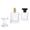 Botellas de Perfume de embalaje vacías de 30ml, botella de Spray de vidrio cuadrada portátil transparente y negra, envases cosméticos con atomizador para Traveler V1