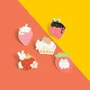 Sweet Cartoon Cute Fruit Enamel Pins Colors Fashion Strawberry Cat Rabbit Brooches For Women Jewelry Lapel Pins Clothes Bags