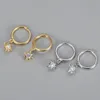 Hoop Huggie 925 sterling silver jewelry designer earrings Minimalist Octagonal Star Studded