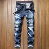 New Arrive Mens Skinny Denim Pants for Youth Autumn Winter Casual Slim Ripped Patchwork Cowboys Trousers Hip Hop Printed Jeans