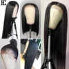 Perucas de cabelo humano de renda brasileira reta 150% 13x1 peruca frontal de renda pré-arrancada Remy parte do meio cabelo humano peruca de parte de renda 8 ~ 28 polegadas