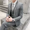 Masculino listrado Moda Fashion coreano Slim Fit 2Pieces Blazerspant casual masculino casual hedge Men ternos de trajes de noivo masculino