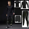 BINTUOSHI 4 pièces Dry Fit Compression Survêtement Fitness Tight Running Set T-shirt Legging Vêtements de sport pour hommes Gym Sport Suit Y1221