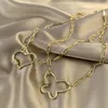 Odpinany Cyrkon Spiral Carabiner Złoty Heart Butterfly Naszyjnik Dla Kobiet Grube Link Chain Choker Oświadczenie Biżuteria