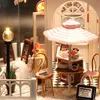 Mini docka hus montera kit leksak barn diy handgjorda trä dollhus modell simulering choklad hus möbler leksak med LED-ljus 201215