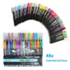 48 conjunto de canetas gel glitter colorido para colorir livros desenho marcador de arte adulto crianças