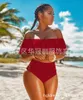 Kvinnor gula blå badkläder sommar sexig bandage strandkläder damer ruffles strand topp baddräkt bandage heta byxor set xxxl y1229