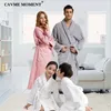 CAVME Hotel Towel Bathrobe Cotton Terry Robes Kimono Long Nightgown Lounge Sleepwear for Lover Solid Color V Collar LOGO CUSTOM 210203