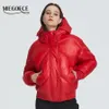 Miegofce 2020 Ny design Winter Coat Women S Jacka Isolerad skur i midjelängd med fickor Casual Parka Stand Collar Hooded LJ200825