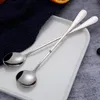 Stainless Steel Long Handle Spoon Coffee Latte Ice Cream Soda Sundae Cocktail Scoop RRB13309