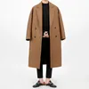 남자 양모 블렌드 단단한 모직 패드 드 코트 남자 한국의 긴 느슨한 옷깃 남자 남성 단순 슬림 따뜻한 따뜻한 이중 브레스트 재킷 보이 20211