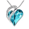 18K vitguldpläterad Brithday Stone Crystal Heart Pendent Halsband för kvinnor Charm Friendship Nice Bröllop Brud Smycken Gift