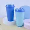 16oz Taza que cambia de color Agua CALIENTE Mágico Plástico Reutilizable Vasos para beber con tapa Tazas de cerveza Tazas de café CYZ2926 50 piezas