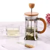 350ML French Press Stainless Steel Coffee Pot with Bamboo Lid and Handle Durable Portable Tea Glass Kettles