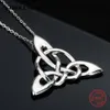 Irish Celtics Knot Anhänger Kette Trinity Symbol Talisman Zeichen Halskette für Frauen 925 Sterling Silber Feiner Schmuck Weihnachtsgeschenk Q0531