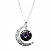 Mujeres 12 Signo del zodiaco Colgante Luna Collares Cabujón Piedra preciosa Constelación Collar Encanto Cadena Joyería Accesorios de moda