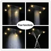 Badrum Tillbehör Svart Dusch Set 6 Funktioner Regnfall Vattenfall Misty Stor LED Duschhuvud 600x800mm Termostatiska Mixer Kranar Massage Body Jets