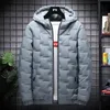 Winter Warm Men Jacket Coat Casual New Stand Collar Puffer Thick Hat Parka Coats Male Hooded Down Jacket Waterproof Solid Color 201214