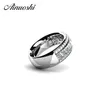 AINOUSHI Luxus NSCD Synthetische Ring Frauen Echt Solide 925 Sterling Silber Verlobungsringe Sona Ehering Liebhaber Braut Band Y200106