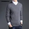 COODRONY Pull En Laine Mérinos Hommes Automne Hiver Épais Chandails Chauds Et Pulls Casual Col En V Pure Laine Pull Pull Homme 7305 201028