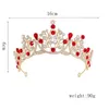 FORSEVEN 1pcs Red Color Handmade Rhinestone Big Crown Girls Women Tiara Party Headband Bride Wedding Hair Accessories LB J0121