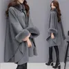 Femmes039s Laine mélange vêtements d'hiver Version coréenne Mateau du col en fourrure Milieu de laine Temperament de tempérament Châle Femme FA5280188