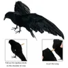 3 stuks set Halloween realistische handgemaakte kraai prop zwart gevederde kraai vliegen en staan kraaien raven kraai decoratie 200929235U