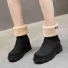 Chaussures en coton pour femmes avec fermeture éclair bottes de neige en poils d'agneau chaussures de marche noires confortables et chaudes donnent à maman une botte chaude1