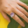 Natürlicher Amethyst vergoldeter Wundring Damen039s Koreanische Version einfacher Schmuck personalisierte vielseitige offene Ringe NE12106924971