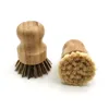 Palm Pot Wash Brush Wooden Round Mini Dish Brush Natural Scrub Brush Durable Scrubber Short Handle Cleaning Dishes Kitchen Kit FWD7441678