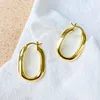 Ear Cuff Elegante Celin y Pendientes, 2 pendientes de diseño minimalista francés de círculo grande ovalado de oro