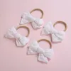 4 pièces gros nœuds évider dentelle nœuds bandeaux en nylon 11*6.5 cm style de roue nœuds élastiques en nylon bandeaux bébé filles chapeaux