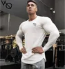 Mode Hommes Sport Manches longues T-shirts Bodybuilding Entraînement Coton Tops Vêtements 201116