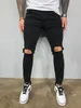 Jh heren vernietigd skinny jeans cool designer stretch ripped denim broek voor mannen casual slim fit hiphop potlood broek met gaten2